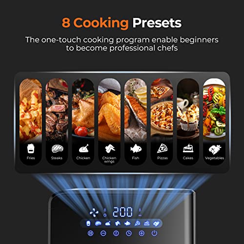 Familieformaat heteluchtfriteuse met Rapid Air-technologie, 7,5 l Air Fryer met kijkvenster, digitaal led-touchscreen, 8 programma's, gezonde friteuse zonder olie, 1700 W, zwart - Afbeelding 5