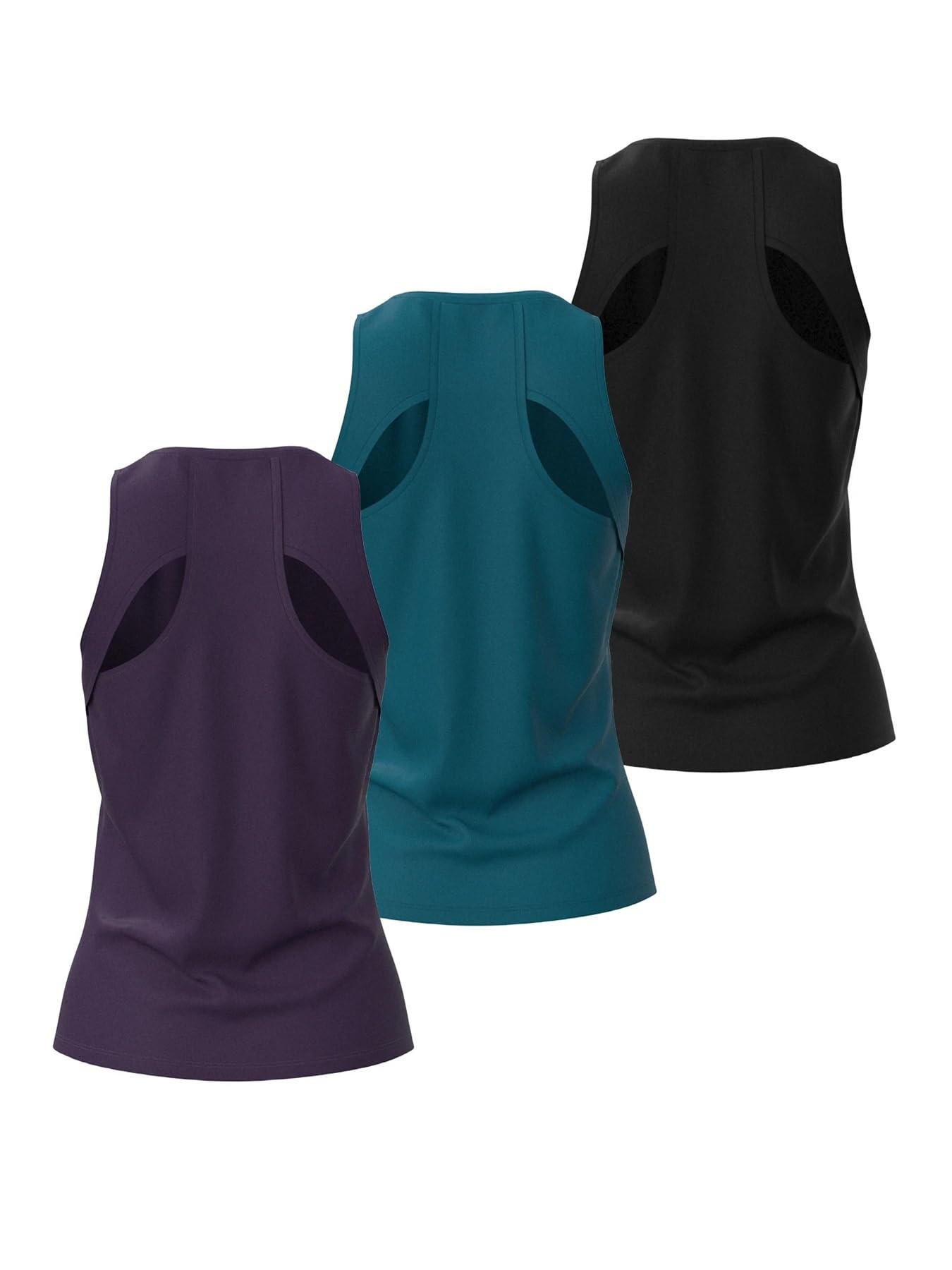 Canotte da allenamento da donna 3 pezzi Canotte da yoga senza schienale da donna Canotte da corsa Fitness T-shirt senza maniche Gilet ad asciugatura rapida Abbigliamento sportivo Allenamento femminile