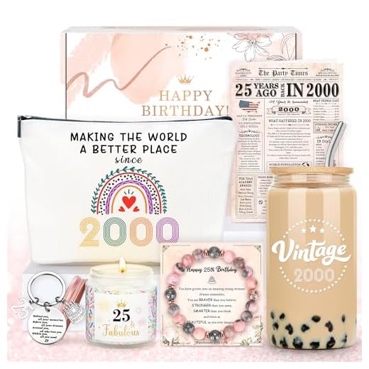 Presentes de aniversário de 25 anos para mulheres, presente exclusivo para mulheres de 25 anos, presentes legais de 25 anos para ela, cesta de presente de decoração de feliz aniversário de 25 anos