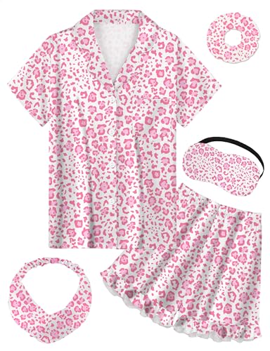 Kids Silk Pajamas for Girls Satin Pajama Sets 2 Pcs Ruffle Pajamas Girls Button Down Pjs Set Sleepwear Loungewear