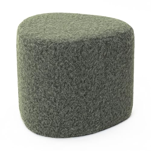 Hometopia Schminktisch Stuhl, Moderner Sitzhocker, Teddy Stoff Polsterhocker in organischer Form, für Wohnzimmer, Schlafzimmer, Grün