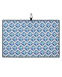 OComster Blue Flowers Golf Towel with Carabiner Clip, Hand Draw Pattern Vintage Linen Texture Microf