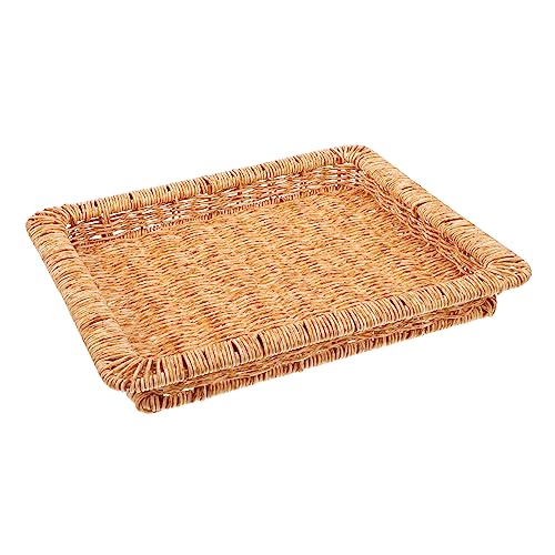 LIFKOME Cesta de Plástico para Snacks y Frutas con Tapa Diseño Abierto Resistente y Versátil para Almacenamiento Hogar Hotel y Tienda Color Marrón