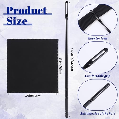 Gjinxi 3PCS Clarinet Flute Cleaning Rod Kit with 3 Microfiber Cloths, Swabs and Polishing Cloth, Wind Instrument Care Tool with Pad Dryers Trumpet Flute Saxophone Piccolo Cleaning Accessories