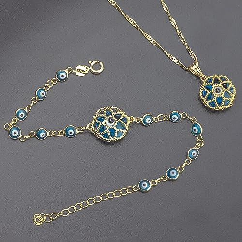 Madam Matmazel Mavi Göz Boncuklu Nazar Takı Set, Tamamı 925 Ayar Gerçek Gümüş, Kolye, Bileklik, Singapur Zincir - Görsel 4