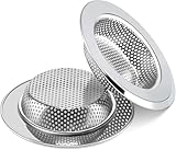 AskBed 2PCS Sink Drain Strainer Set -Stainless Steel Shower Hair Catcher Included 4.5 Inch Outer Diameter - Prevent Clogs and Keep Drains Clear in Bathroom and Kitchen Sinks
