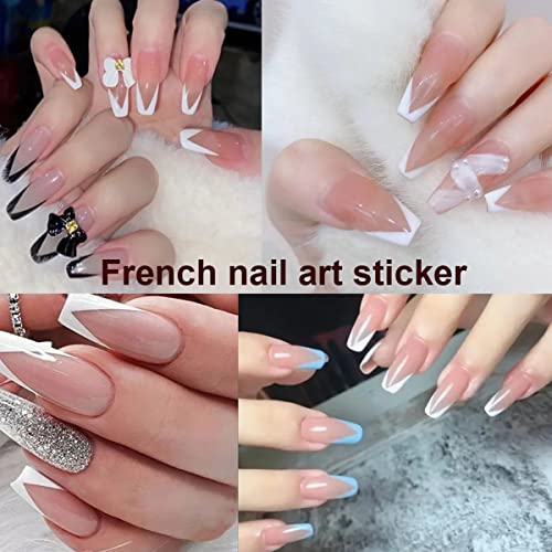 6 Pcs French Manicure Edge Auxiliary Nail Art Stickers Decals Wavy Line V-Shaped Stencils French Manicure Strips 3D Self -Adhesive French Tip Nail Tool For Diy Nail Art Guides Decoration Accessories #TOP1