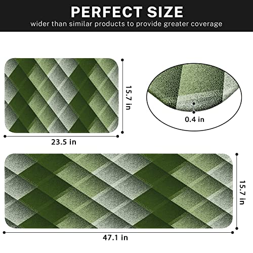 Artsocket Kitchen Rugs And Mats Non Skid Washable Set Of 2, Green Dot Geometric Kitchen Runner Rug, Grain Grid Modern Kitchen Floor Mat Under Sink Mat Throw Rug For Kitchen Doormat Waterproof #TOP2