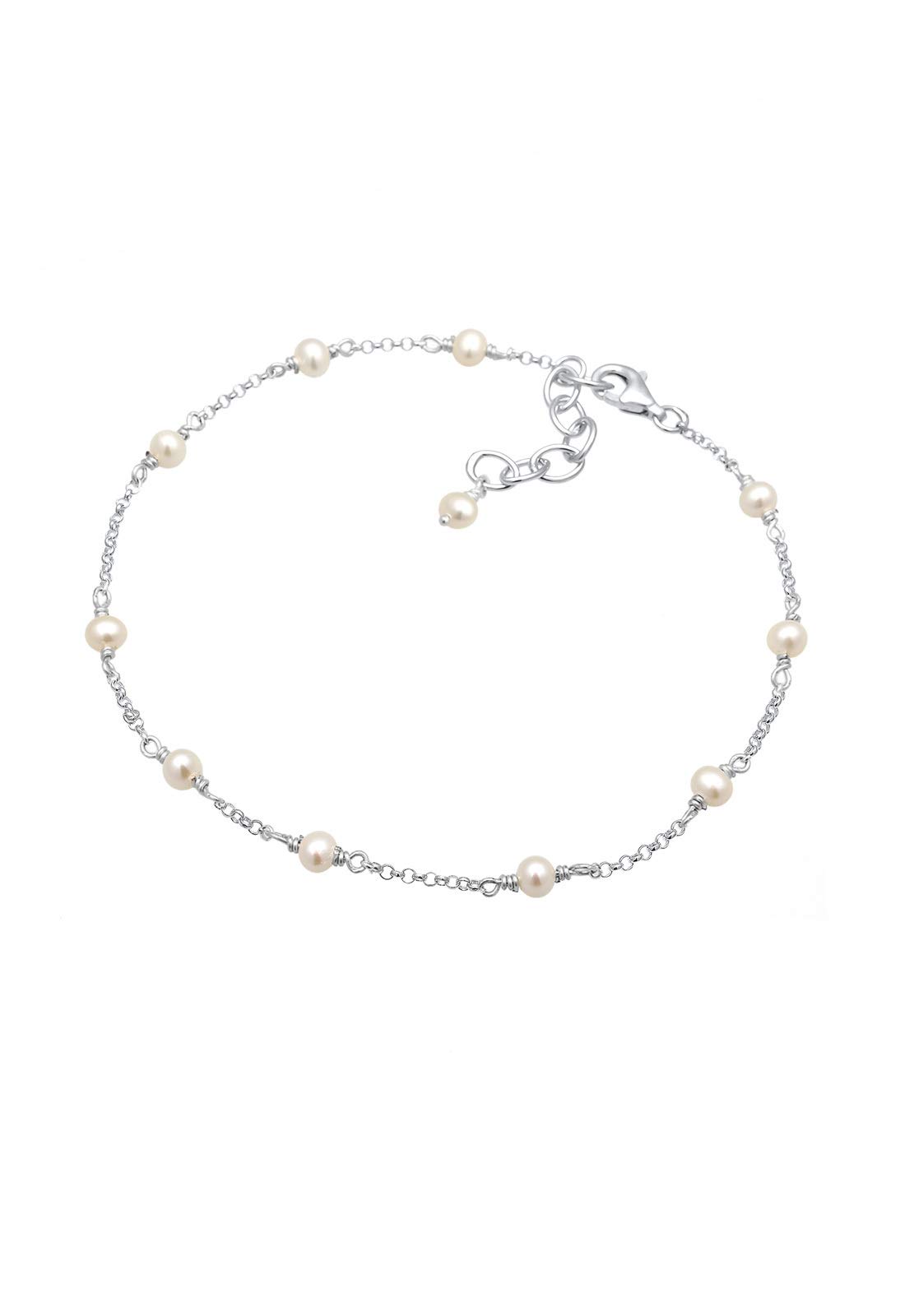 Elli Fußschmuck Damen Fußkettchen Elegant mit Süßwasserzuchtperle | 925 Sterling Silber
