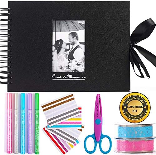 Scrapbook Photo Album 80 Pages, Kit with 216 Photo Corners Plus, 2 Rolls of Lace Tapes and other accessories, Perfect for Gifts or Yourself.