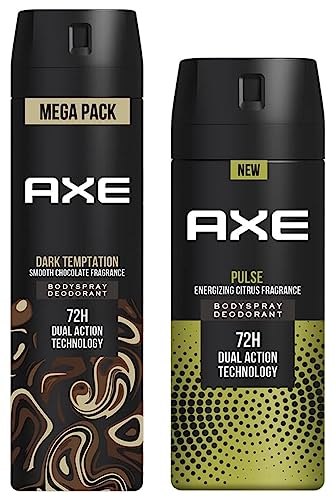 AXE Dark Temptation Long Lasting Deodorant Bodyspray For Men 215 ml & Axe Pulse Long Lasting Deodorant Bodyspray for Men 150 ml