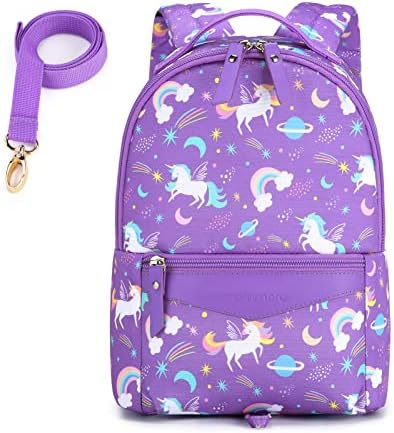 mommore Fashion Toddler Backpack Travel Kids Backpack with Small Toddler Leash Unicorn Preschool Backpack