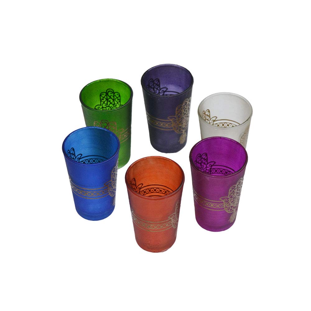 Verres marocains artisanaux main de Fatima service de table design maroc x6 de qualite