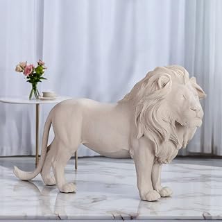 ICE ARMOR Hand Painted 14" W Sandstone Lion Standing Figurine Statue Sculpture Ornament Decoration Home/Room Decor Unique Gift Ideas for Housewarming Holidays Birthdays Great Collectible Addition