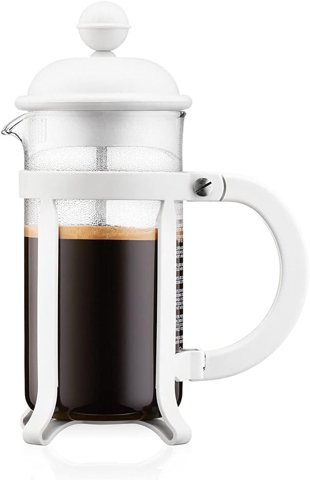 Bodum 12oz Java French Press Coffee Maker, HighHeat Borosilicate Glass, White Made