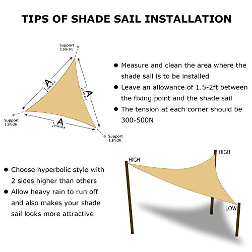 Image of KANAGAWA 8'x8'x8' Sun Shade Sail Sand Curved Triangle