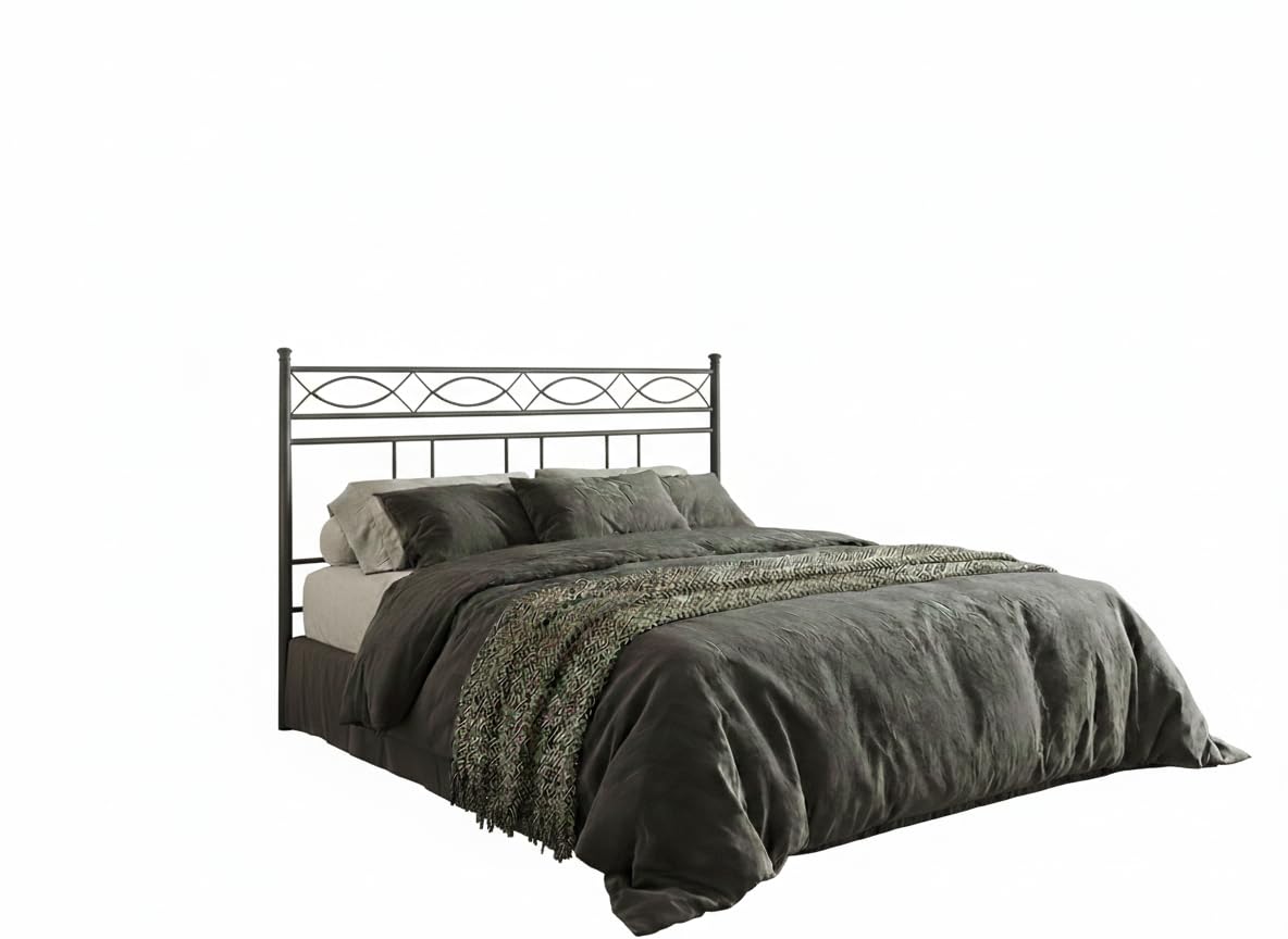 AESSEGI Letto Matrimoniale Solo Testata 160x190 Ferro Battuto Antracite Artigianale Made in Italy. Modello Rosa Anna, Struttura Metallo, Spedizione inclusa.