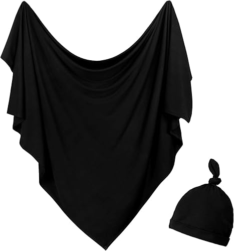 Miniatura 33 de Conjunto de manta para recién nacido con sombrero, conjunto de manta para bebé, manta de recepción de hospital para niñas y niños (azul bebé) Azul