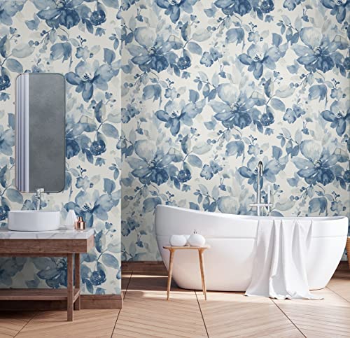 Nextwall Watercolor Flower Peel And Stick Wallpaper (Bluestone) #TOP2
