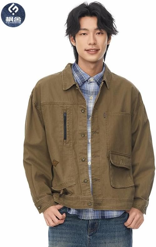 Men's Retro Workwear Jacket with Loose Fit