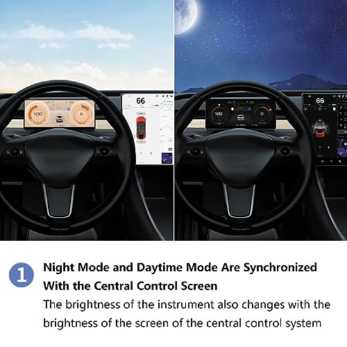 Fockety 9 Zoll Auto Head Up Display für Model 3/Y, IPS Bildschirm, WLAN Verbindung, Google Assistant, Carplay, Drehzahlmesser, Eingebettetes Design, Auto HUD Display für