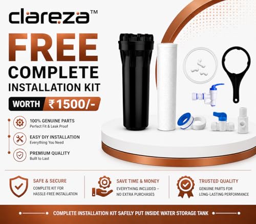 Image of CLAREZA AQUA V5 RO Water Purifier | ISO Certified | 2000 TDS | Zinc Copper Alkaline | 9 Liter Storage | RO + UV + Zinc + Copper + Alkaline + TDS Control | Best For Home and Office (Mirror Black)