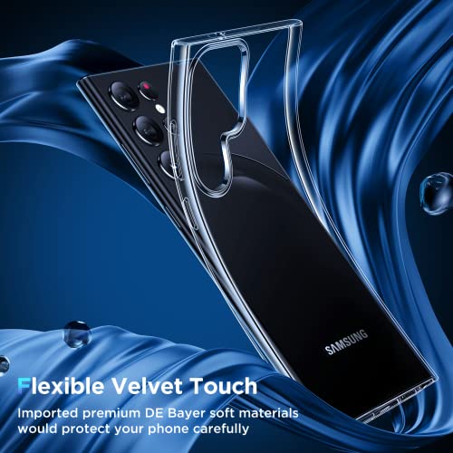 Humixx Ultra Clear For Samsung Galaxy S23 Ultra Case, [Never Yellow] [Mil-Grade Shockproof Protection] 2X Flexible Screen Protector + 2X Camera Protector Soft Slim Transparent Protective Case 6.8” #TOP6
