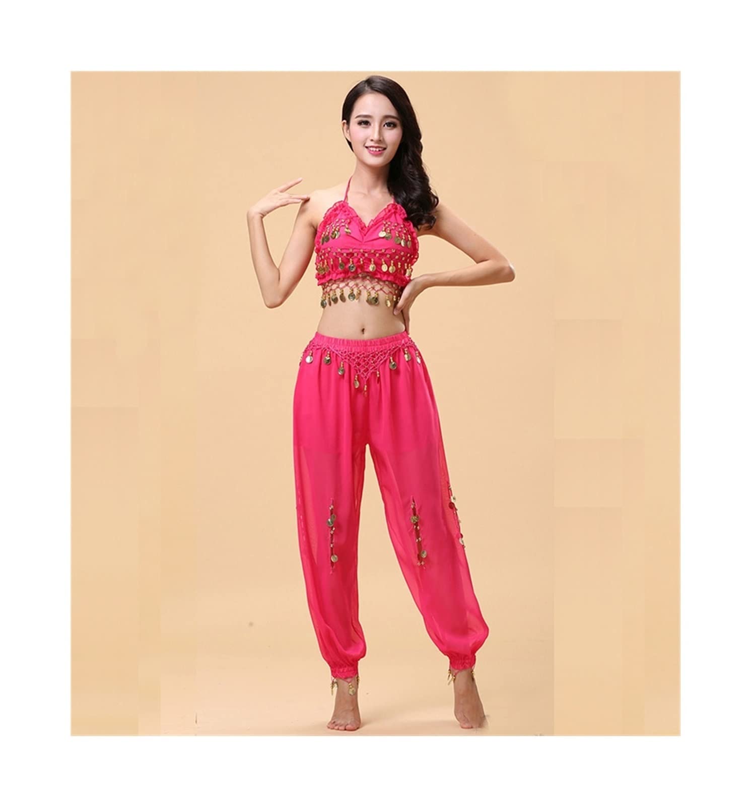 WSMNYH Cintura da Ballo Conjunto de 2 Piezas Disfraces de Baile Profesional Mujer Danza del Vientre for Mujer Vestido de Traje de Baile for Adultos Gonna di Danza del Ventre