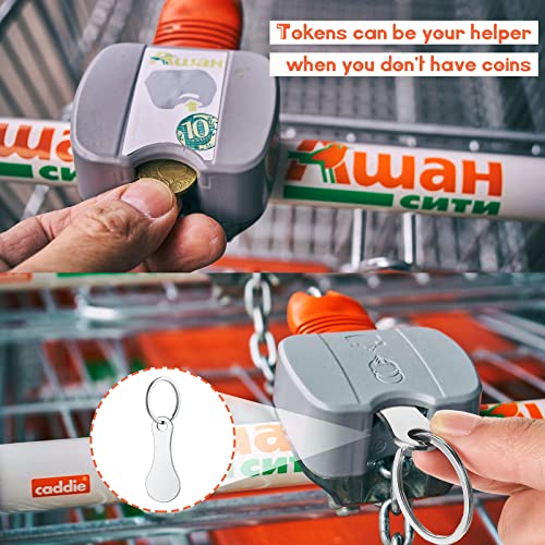 Image of Shimeyao 4 Pcs Portable Aluminum Alloy Keyring Shopping Cart Trolley Tokens Quarter Keychains Gift for Men Women Valentines