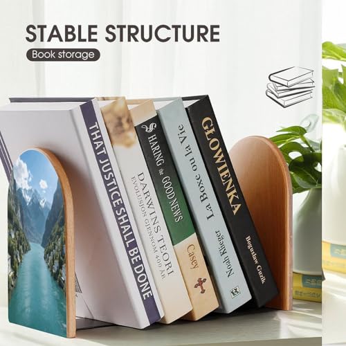 Sujetalibros de madera Lake Como con soporte de metal resistente para despacho 8