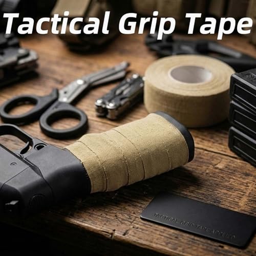 Magsaddle 2 Rolls Gun Grip Tape, Non-Reflective, No Residue Goon Grip Tactical Tape for Pistol, Handgun, Rifle, Sports, Tool, Pull Up Bars, Handles, Bats, Rackets, Gym Equipment, Handrails (FDE)