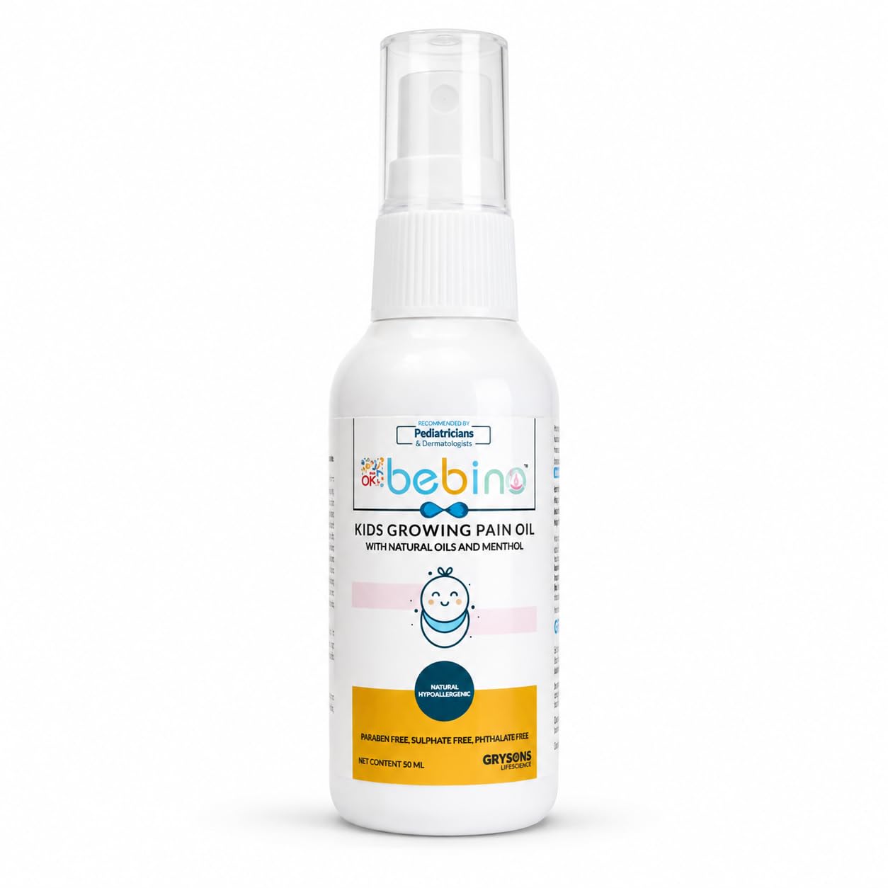 Bebino Kids Growing Pain Oil 50ml – Natural Oils & Menthol for Gentle Massage Relief, Relaxing Comfort, Soft Daily Care, Hypoallergenic, Paraben-Free, Sulphate & Phthalate-Free, Safe for Kids-image-36