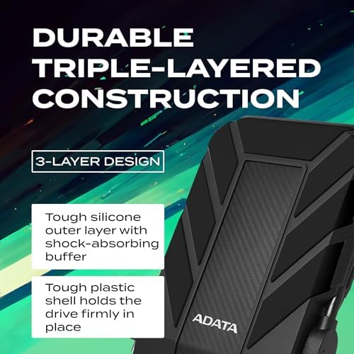 ADATA HD710 Pro - 2 TB External Hard Drive - Shockproof, Waterproof & Dustproof - Durable Storage - For Gamers, Students & Professionals - Mac, PC & Linux Compatible - Black - AHD710P-2TU31-CBK — view 7