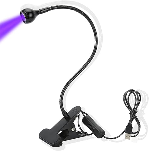 ASHATA Lámpara, 3W 5V 395nm luz con y abrazadera, luz multi USB para curado de pegamento de uñas, reparación de teléfonos móviles, curado de resina,
