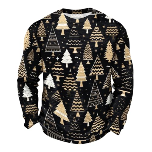 Mens Christmas Shirt Funny Long Sleeve Crewneck Lightweight Pullover Tops