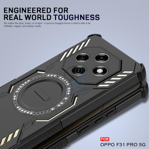 Image of AESTMO Back Case Cover for Oppo F31 Pro 5G | Magnetic Case with Built-in Metal Ring | Compatible with MagSafe Accessories | Shockproof Hybrid (PC + TPU, Black)