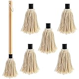 WFPLUS 18 Inch Grill Basting Mop with 4 Pcs Extra Replacement Cotton Heads, Wooden Long Handle BBQ...
