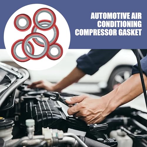 Image of 30 PCS Car Air Conditioning Compressor Repair Gaskets, Cooling Pump Seals, Universal Automobile Replacement Accessories, for Most Cars, Trucks and Vans (Red)