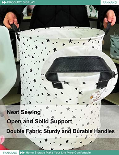Fankang Storage Basket, Nursery Hamper Canvas Laundry Basket Foldable With Waterproof Pe Coating Large Storage Baskets For Kids Boys And Girls, Office, Bedroom, Clothes,Toys（Star） #TOP3