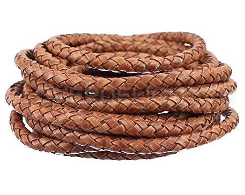 10 Feet - Cleverdelights 1/4" Braided Leather Bolo Cord - Brown #TOP7