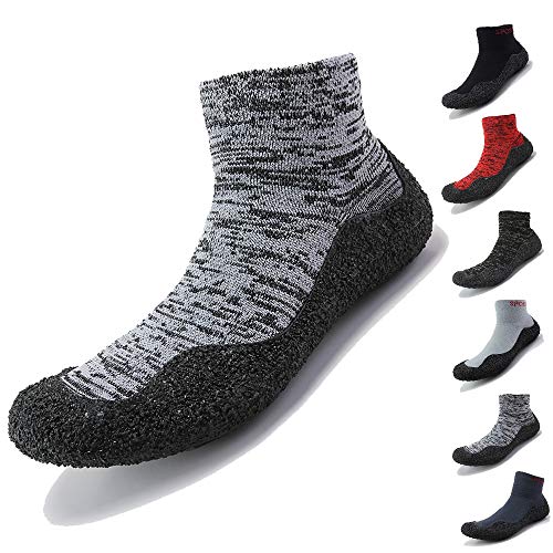 cungel Water Shoes Mens Womens Beach Quick Dry Swim Aqua Sock Barefoot Shoes Outdoor Athletic Pool Shoes Casual Slip-on Sandals for Kayaking, Swimming, Surfing, Yoga,Fishing?lightgrayblack,12?