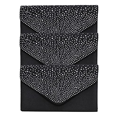 Lot de 3 pochettes pour femme noir avec rabat pailleté et grand sac à main