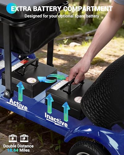 Image of 41LB Lightweight Mobility Scooters for Seniors - 4 Wheel Powered Mobility Scooter, 18.64 Mile Portable Folding Electric Scooter for Adults, Suit Camping Traveling, Airline Approved (1 Battery, Blue)