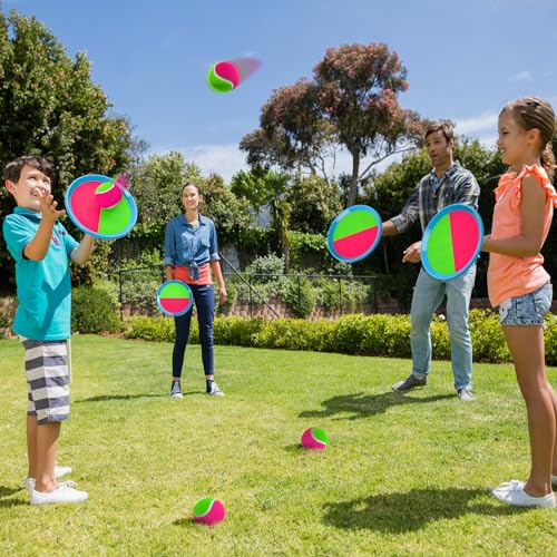 Bennol Toss and Catch Ball Game Outdoor Toys for Kids with 2 Paddle, 2 Balls and A Storage Bag,Outdoor Outside Games Toys for Kids Ages 3 4 5 6 7 8 9 10, Yard Backyard Games Beach Toys Outside Games