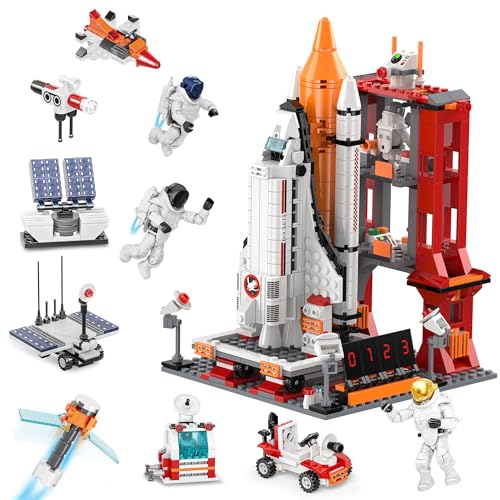 Juguetes del Transbordador Espacial, City Space Stem 11 en 1 Juego de Construcción de Cohetes de Exploración de la Ciudad para Niños 6+ Años(855PCS)