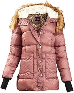 Jessica Simpson Women's Outerwear – Thickened Down Winter Bubble Puffer Jacket with Sherpa