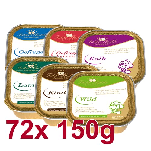 Angebot Hunde Nassfutter Sparpaket. 72 Schalen 150g in sechs vers. Geschmacksrichtungen. Eines der besten Hundefutter Nassfutter auf dem Markt!
