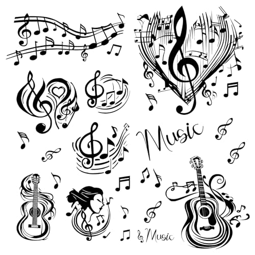 CREATCABIN 4 Pieza de Pegatinas de Pared con Notas Musicales Pegatinas de Vinilo para Pared Murales Calcomanías de Decoración de Pared con Música Pegatinas Autoadhesivas Impermeables con Símbolos