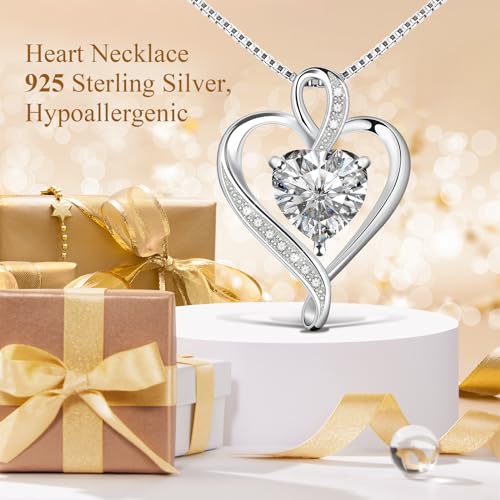 925 Sterling Silver Necklace - Exquisite Silver Jewelry for Women - Heart Pendant Silver Necklace - Birthday, Anniversary, Valentine's Day Gift for Women, Wife, Mom, Girlfriend, Lady4
