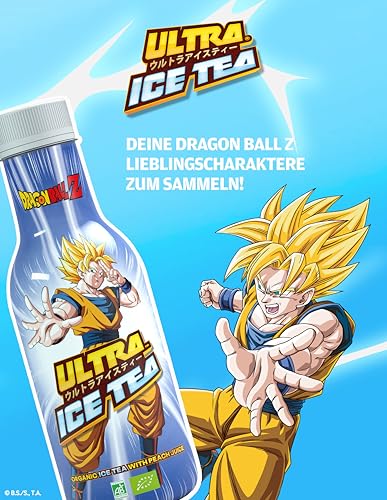 ULTRA ICE TEA Bio Eistee – Veganes Weißteegetränk mit dem Dragon Ball Charakter Goku – Erfrischender Pfirsich-Geschmack – 1 x 500 ml Einweg